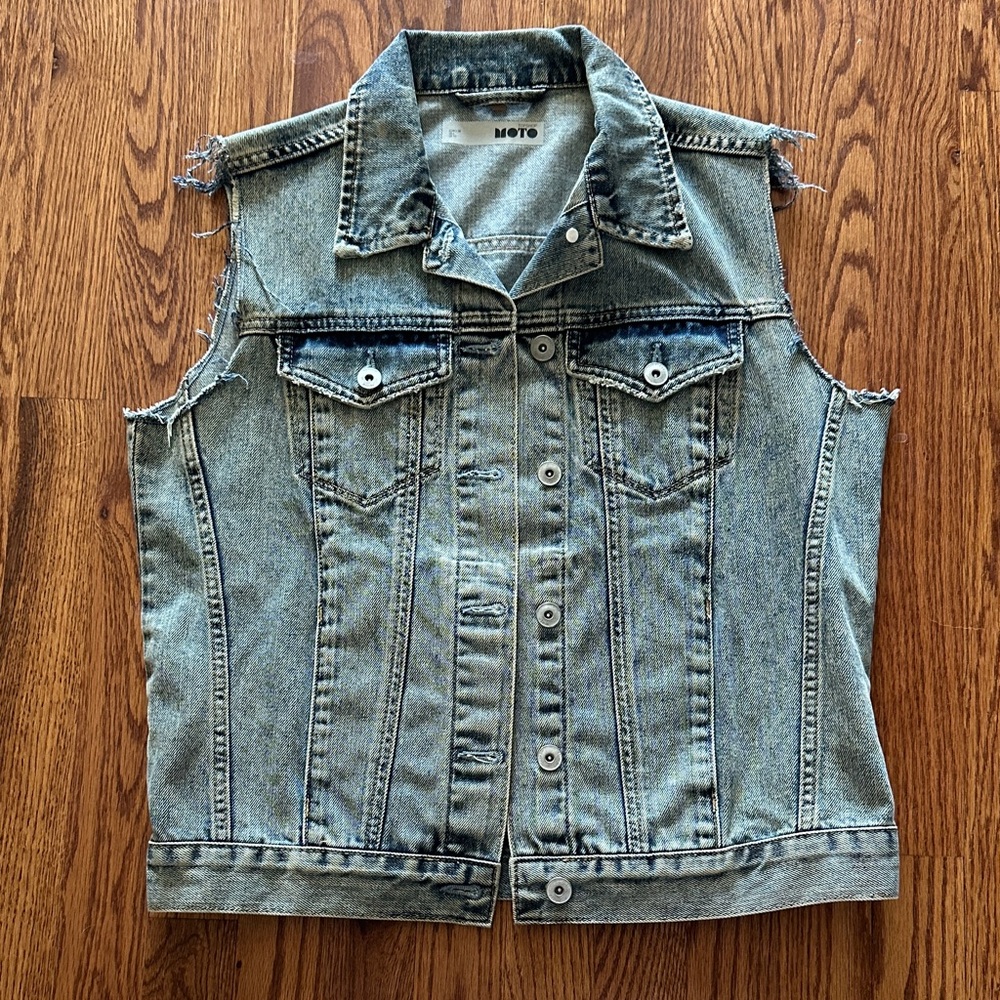 Topshop Moto Blue Denim Vest